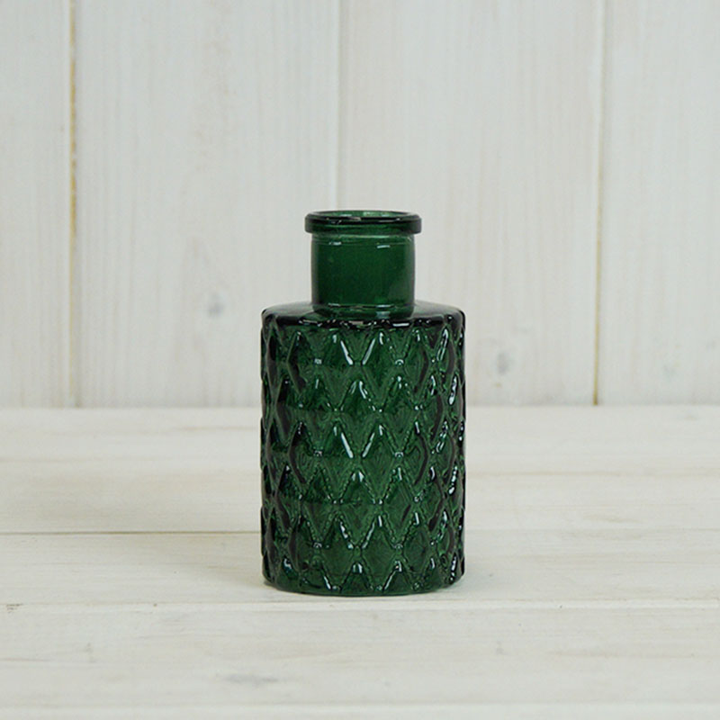 Green Mini Geometric Glass Bottle (9.2cm) detail page